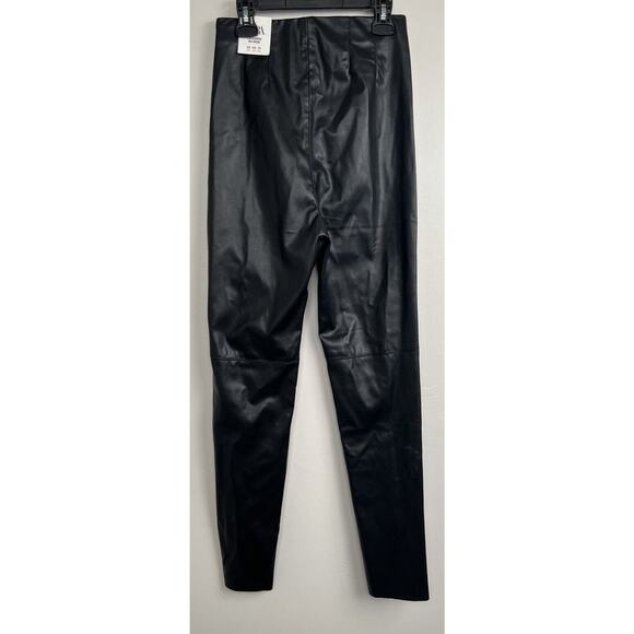 Zara Faux Leather Leggings Size XS Womens Black High Rise NWT Blogger Favorite - Picture 2 of 11